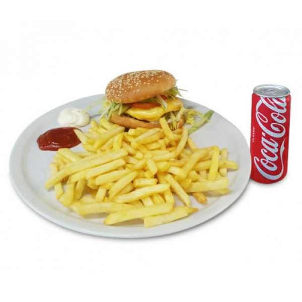 05 XL Cheeseburger Menü mit Pommes und 0,33 l Getränke
