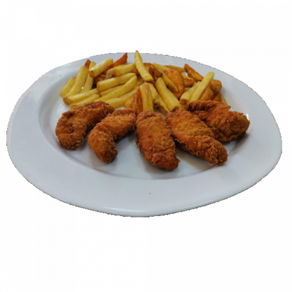 145 Crispy (5 Stück) Hähnchenbrustfilet mit Pommes